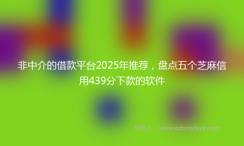 非中介的借款平台2025年推荐，盘点五个芝麻信用439分下款的软件