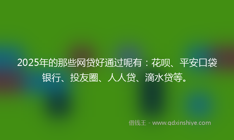 2025年的那些网贷好通过呢有：花呗、平安口袋银行、投友圈、人人贷、滴水贷等。
