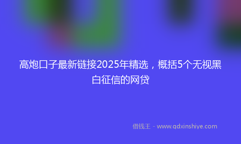 高炮口子最新链接2025年精选，概括5个无视黑白征信的网贷