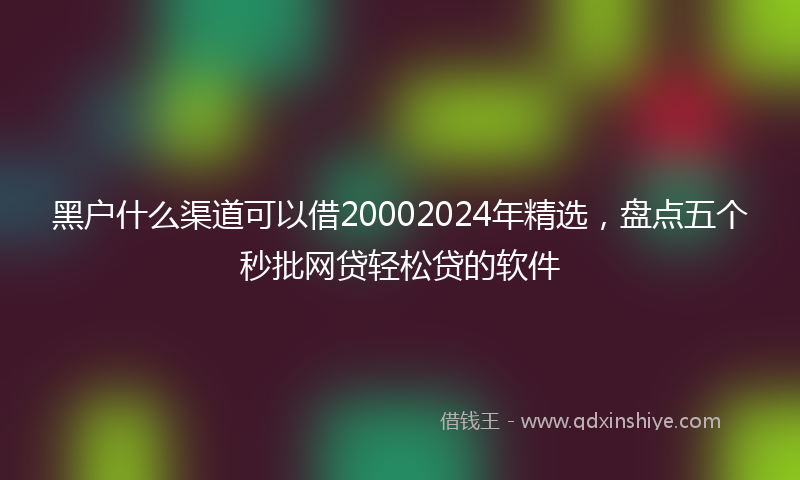 黑户什么渠道可以借20002024年精选，盘点五个秒批网贷轻松贷的软件