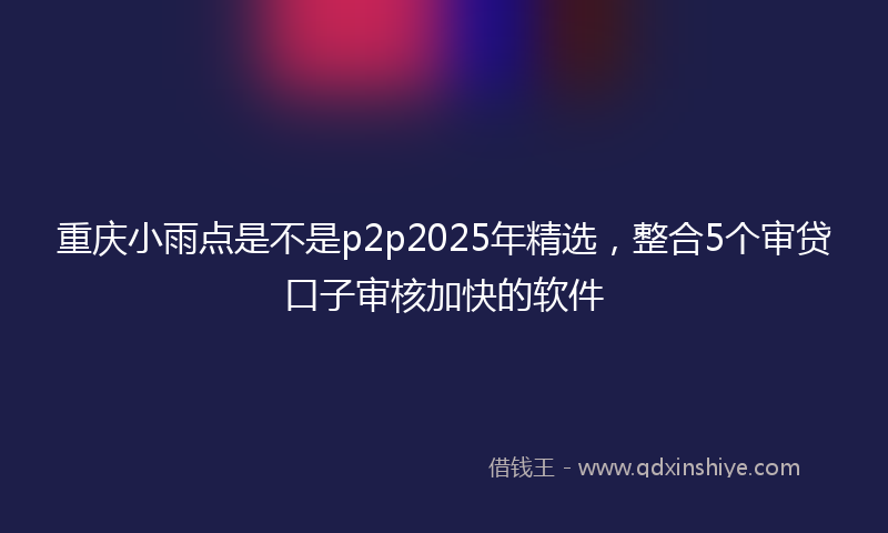 重庆小雨点是不是p2p2025年精选，整合5个审贷口子审核加快的软件