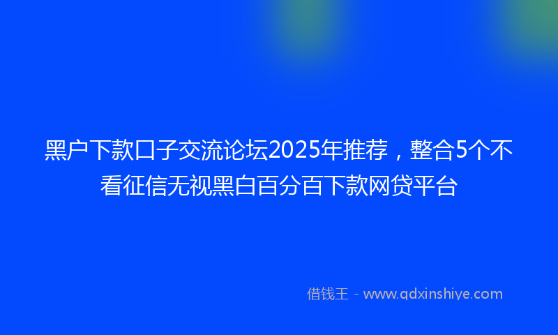黑户下款口子交流论坛2025年推荐，整合5个不看征信无视黑白百分百下款网贷平台