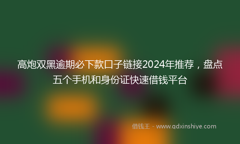 高炮双黑逾期必下款口子链接2024年推荐，盘点五个手机和身份证快速借钱平台