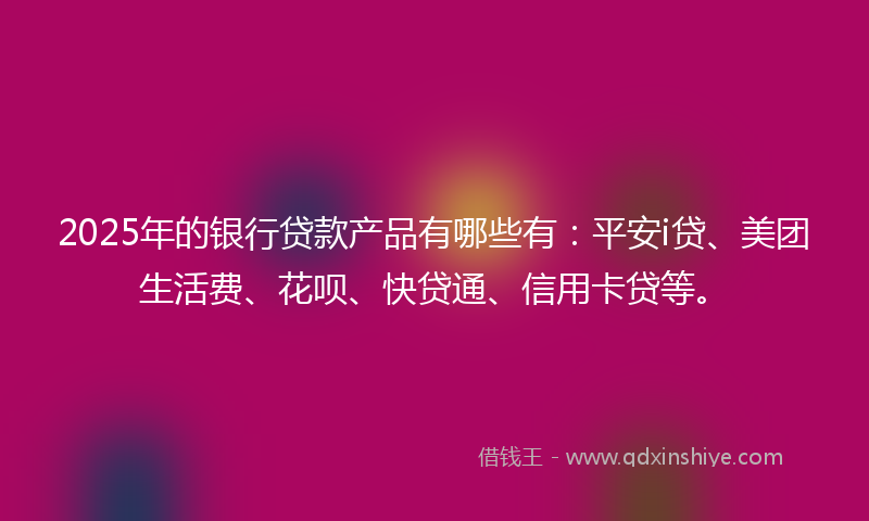 2025年的银行贷款产品有哪些有：平安i贷、美团生活费、花呗、快贷通、信用卡贷等。