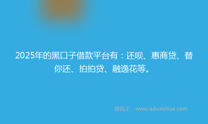 2025年的黑口子借款平台有：还呗、惠商贷、替你还、拍拍贷、融逸花等。