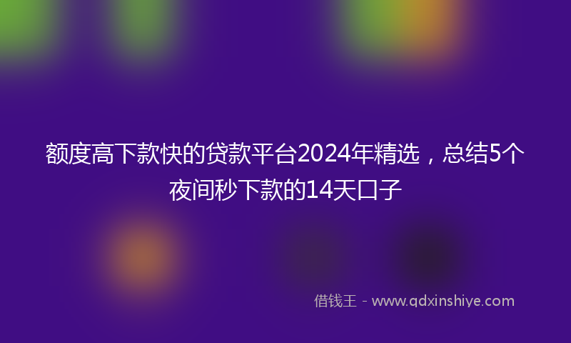 额度高下款快的贷款平台2024年精选，总结5个夜间秒下款的14天口子