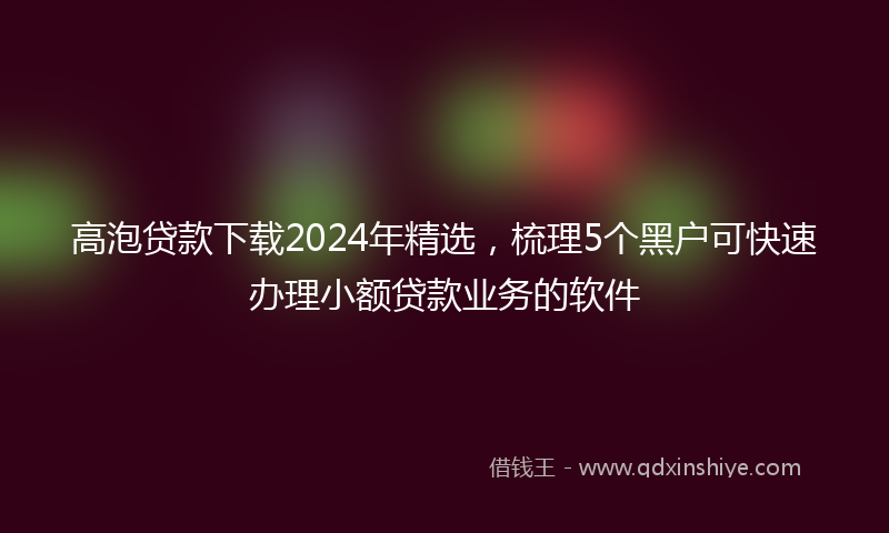 高泡贷款下载2024年精选，梳理5个黑户可快速办理小额贷款业务的软件
