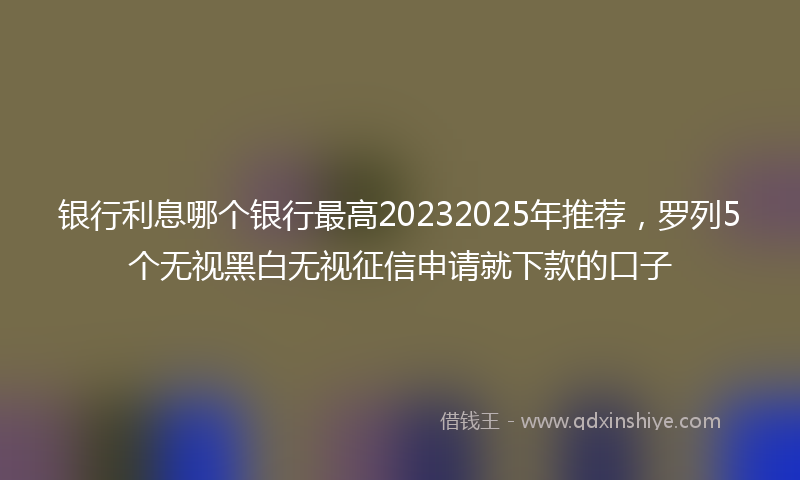 银行利息哪个银行最高20232025年推荐，罗列5个无视黑白无视征信申请就下款的口子