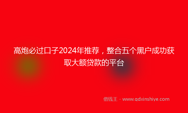 高炮必过口子2024年推荐，整合五个黑户成功获取大额贷款的平台