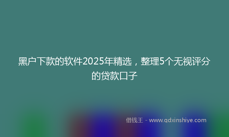 黑户下款的软件2025年精选，整理5个无视评分的贷款口子