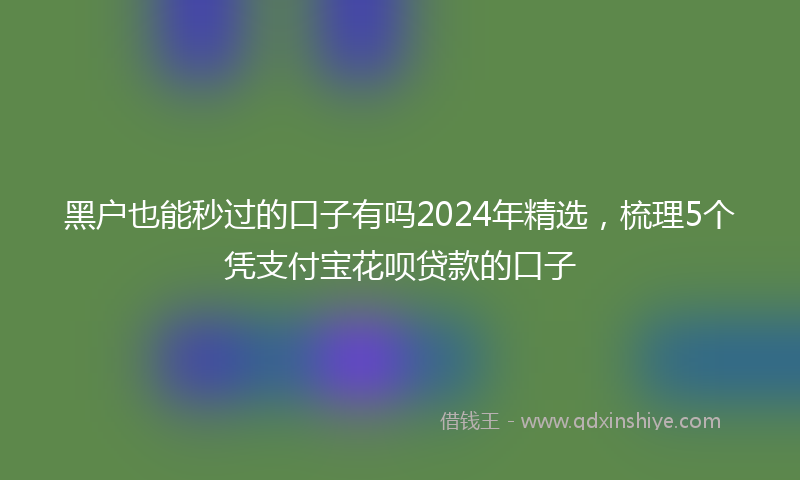 黑户也能秒过的口子有吗2024年精选，梳理5个凭支付宝花呗贷款的口子
