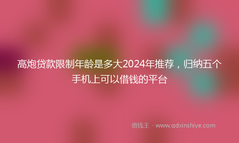高炮贷款限制年龄是多大2024年推荐，归纳五个手机上可以借钱的平台