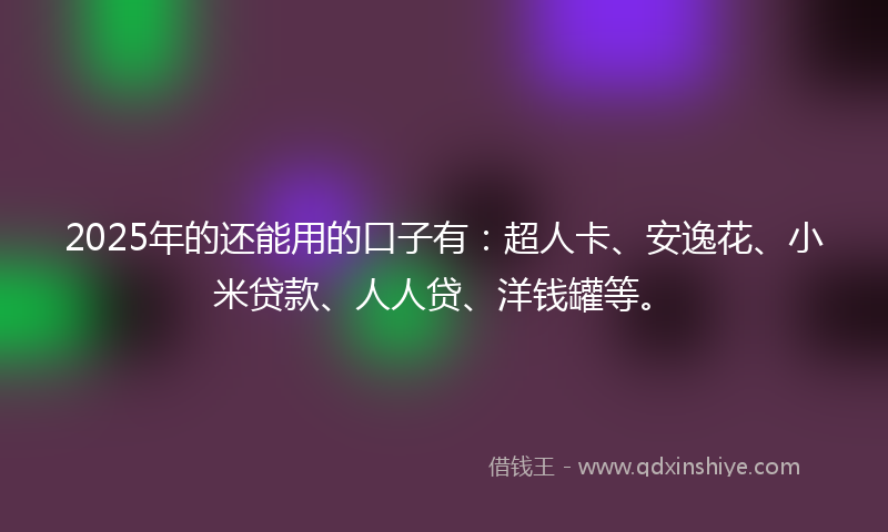 2025年的还能用的口子有：超人卡、安逸花、小米贷款、人人贷、洋钱罐等。