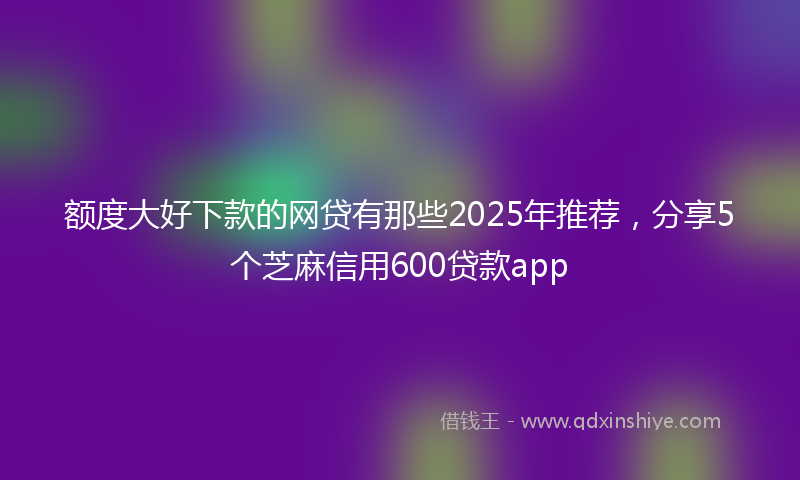 额度大好下款的网贷有那些2025年推荐，分享5个芝麻信用600贷款app