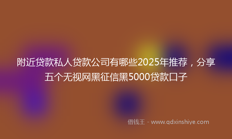 附近贷款私人贷款公司有哪些2025年推荐，分享五个无视网黑征信黑5000贷款口子