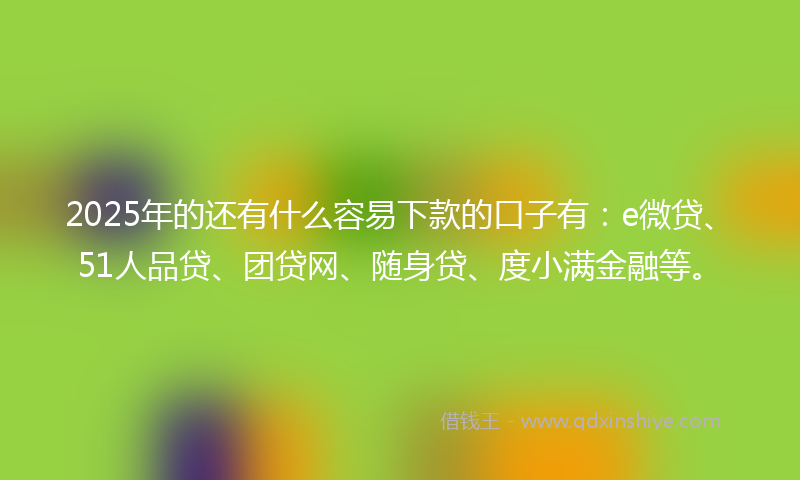 2025年的还有什么容易下款的口子有：e微贷、51人品贷、团贷网、随身贷、度小满金融等。