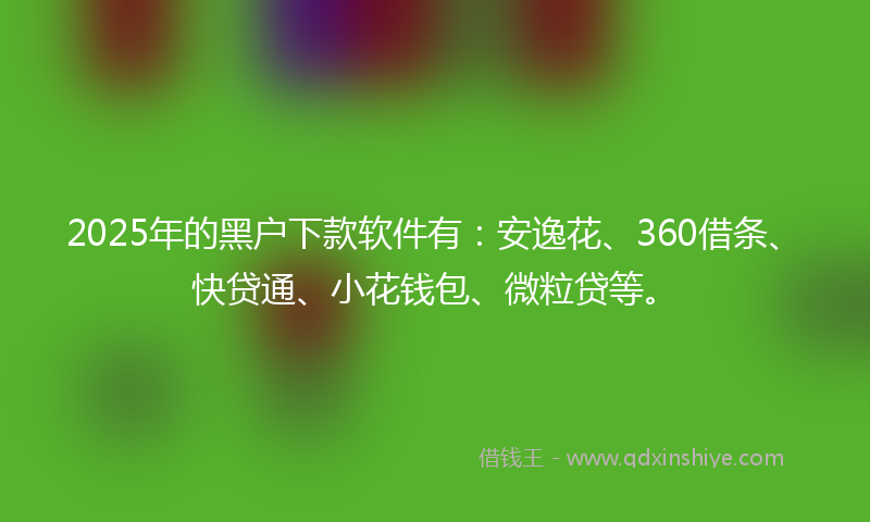2025年的黑户下款软件有：安逸花、360借条、快贷通、小花钱包、微粒贷等。