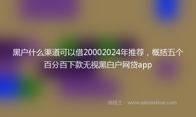黑户什么渠道可以借20002024年推荐，概括五个百分百下款无视黑白户网贷app