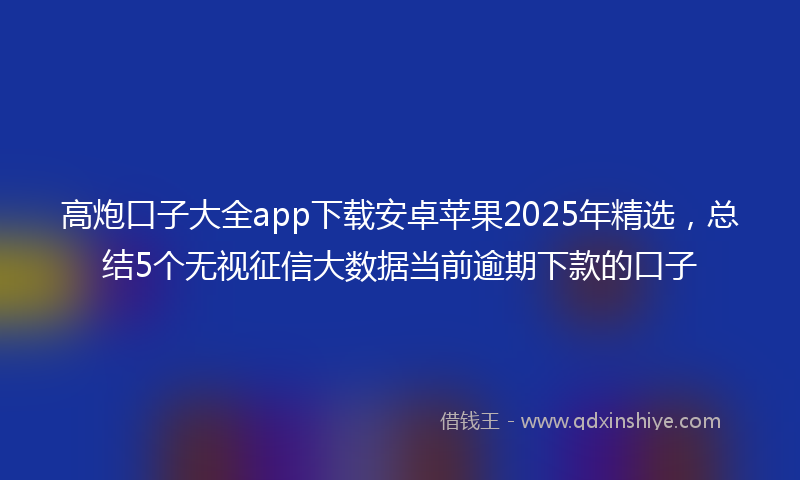 高炮口子大全app下载安卓苹果2025年精选，总结5个无视征信大数据当前逾期下款的口子