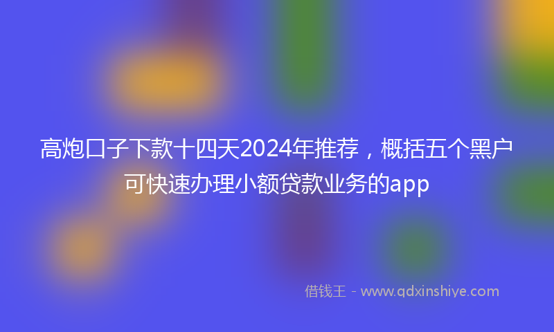 高炮口子下款十四天2024年推荐，概括五个黑户可快速办理小额贷款业务的app