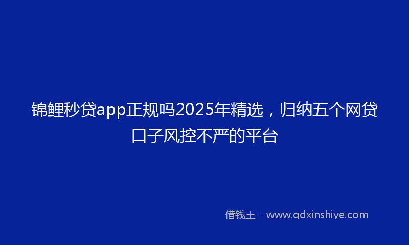 锦鲤秒贷app正规吗2025年精选，归纳五个网贷口子风控不严的平台