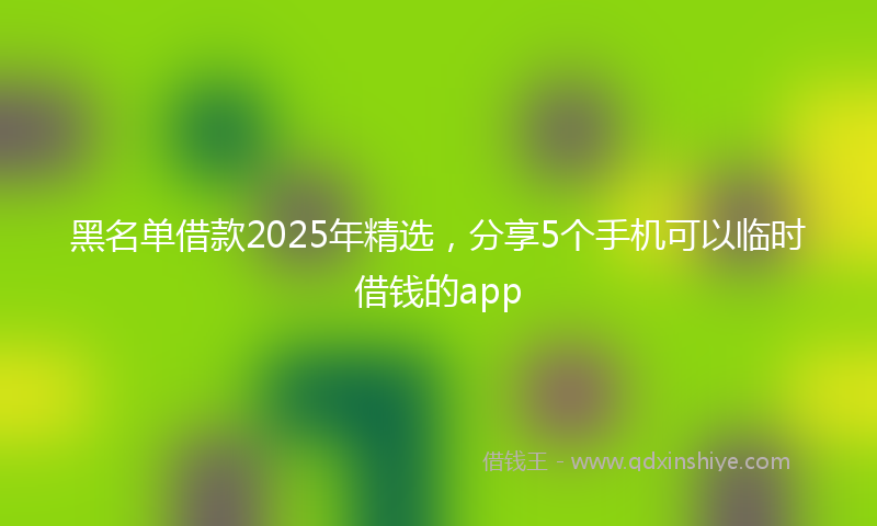 黑名单借款2025年精选，分享5个手机可以临时借钱的app