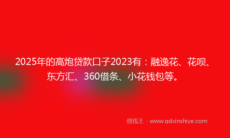2025年的高炮贷款口子2023有：融逸花、花呗、东方汇、360借条、小花钱包等。