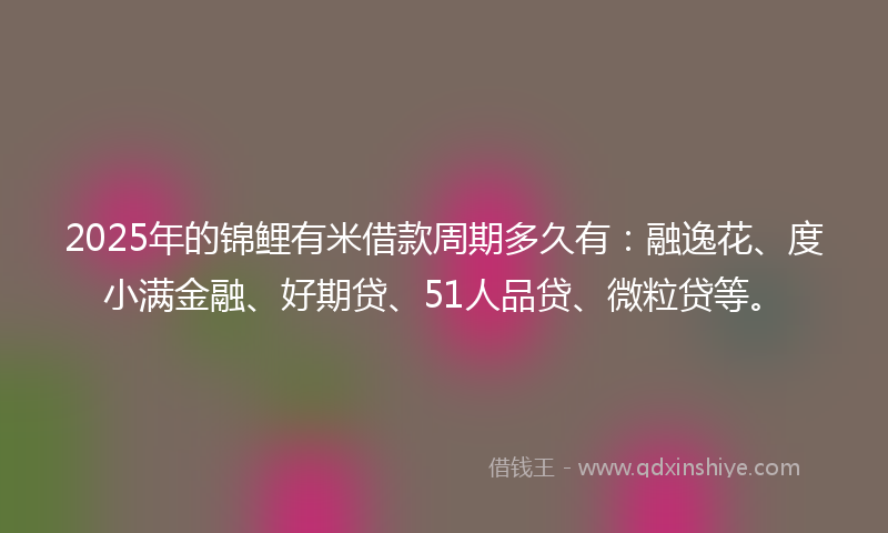 2025年的锦鲤有米借款周期多久有：融逸花、度小满金融、好期贷、51人品贷、微粒贷等。
