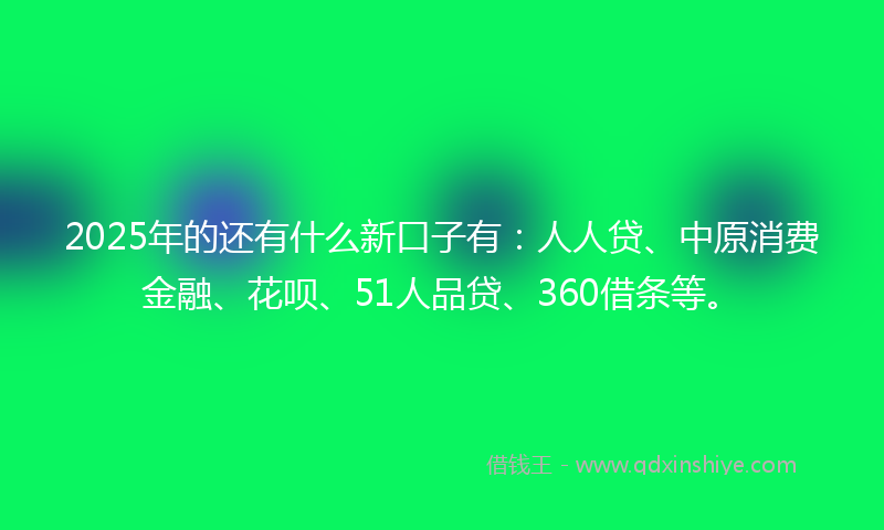 2025年的还有什么新口子有：人人贷、中原消费金融、花呗、51人品贷、360借条等。