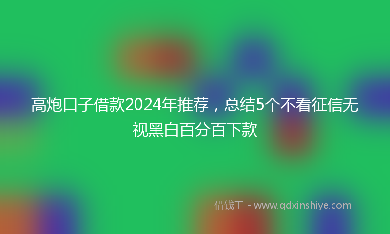 高炮口子借款2024年推荐，总结5个不看征信无视黑白百分百下款