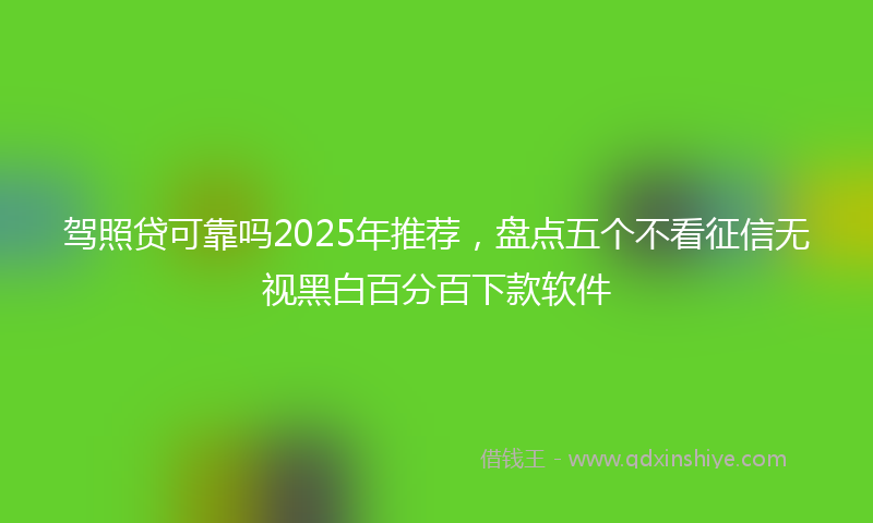 驾照贷可靠吗2025年推荐，盘点五个不看征信无视黑白百分百下款软件