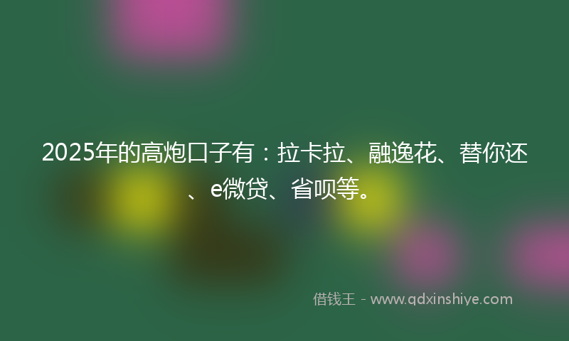 2025年的高炮口子有：拉卡拉、融逸花、替你还、e微贷、省呗等。