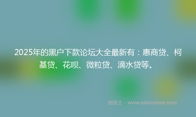 2025年的黑户下款论坛大全最新有：惠商贷、柯基贷、花呗、微粒贷、滴水贷等。