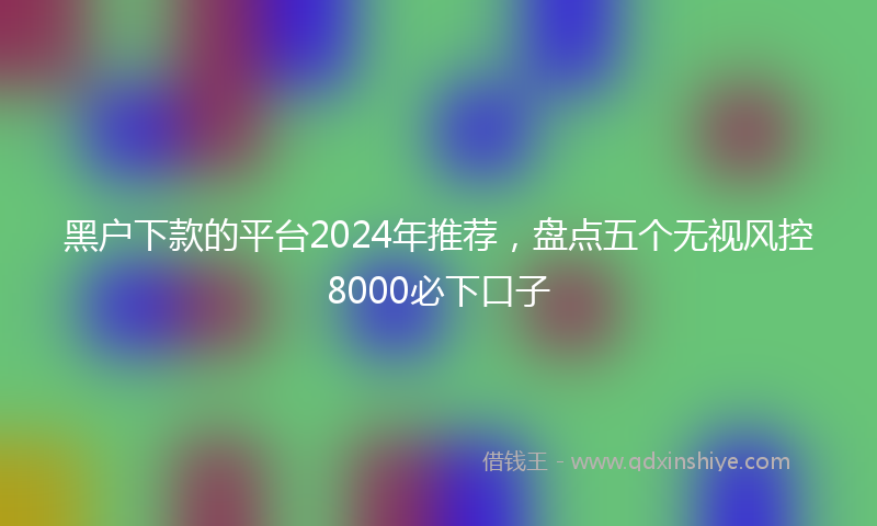 黑户下款的平台2024年推荐，盘点五个无视风控8000必下口子