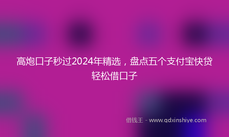 高炮口子秒过2024年精选，盘点五个支付宝快贷轻松借口子