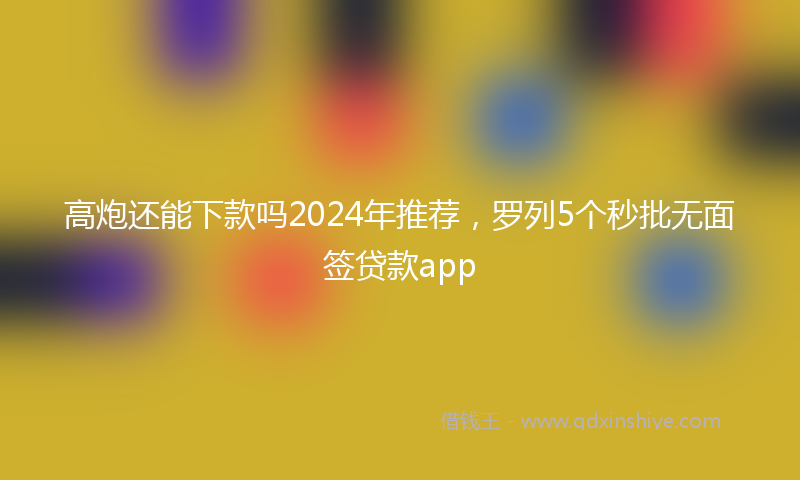 高炮还能下款吗2024年推荐，罗列5个秒批无面签贷款app