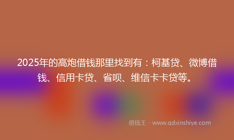2025年的高炮借钱那里找到有：柯基贷、微博借钱、信用卡贷、省呗、维信卡卡贷等。
