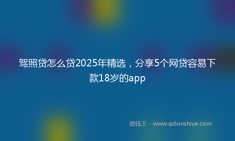 驾照贷怎么贷2025年精选，分享5个网贷容易下款18岁的app