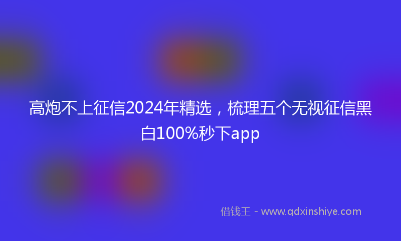 高炮不上征信2024年精选，梳理五个无视征信黑白100%秒下app