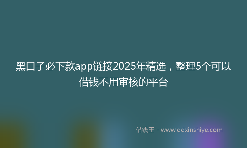 黑口子必下款app链接2025年精选，整理5个可以借钱不用审核的平台