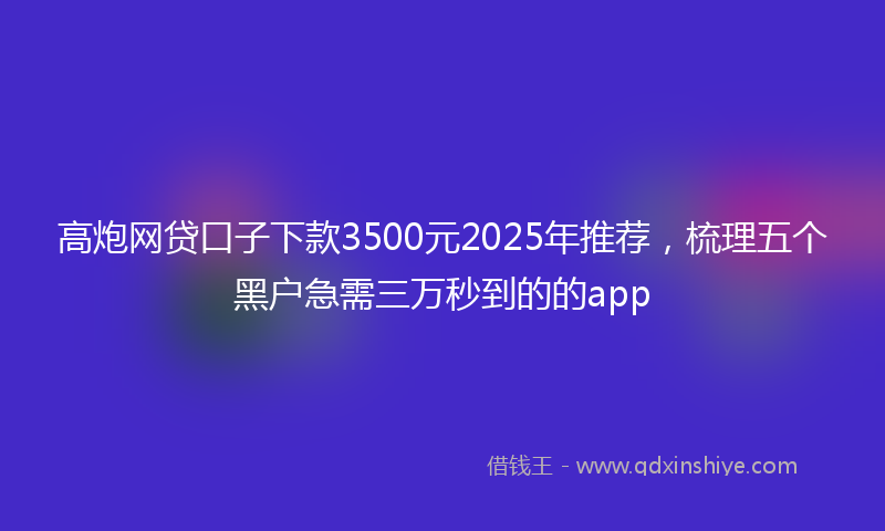 高炮网贷口子下款3500元2025年推荐，梳理五个黑户急需三万秒到的的app