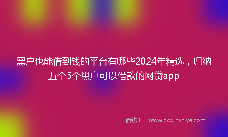 黑户也能借到钱的平台有哪些2024年精选，归纳五个5个黑户可以借款的网贷app