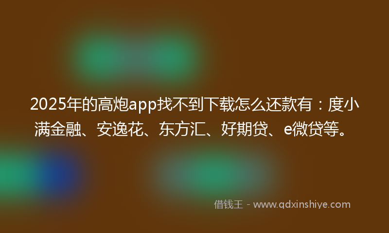 2025年的高炮app找不到下载怎么还款有：度小满金融、安逸花、东方汇、好期贷、e微贷等。