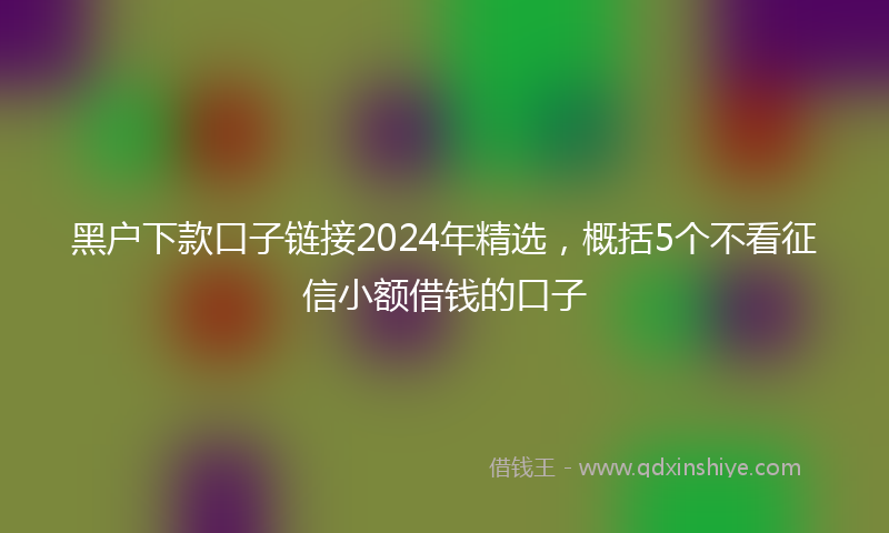 黑户下款口子链接2024年精选，概括5个不看征信小额借钱的口子