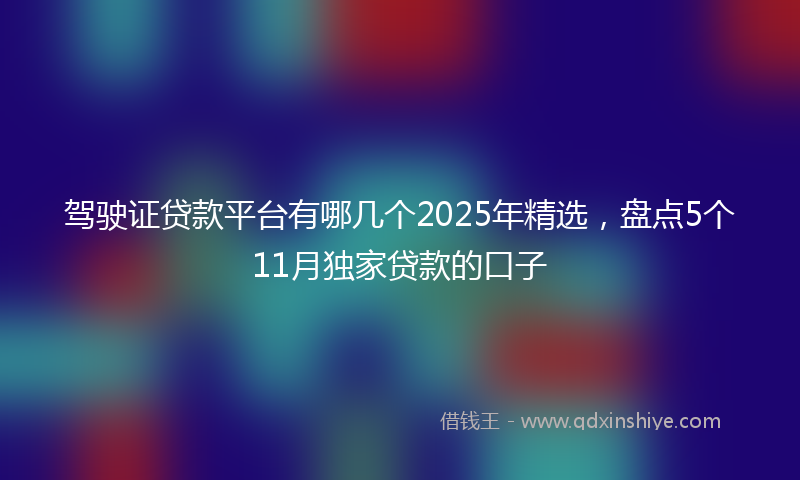 驾驶证贷款平台有哪几个2025年精选，盘点5个11月独家贷款的口子