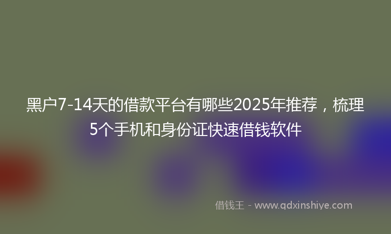 黑户7-14天的借款平台有哪些2025年推荐，梳理5个手机和身份证快速借钱软件