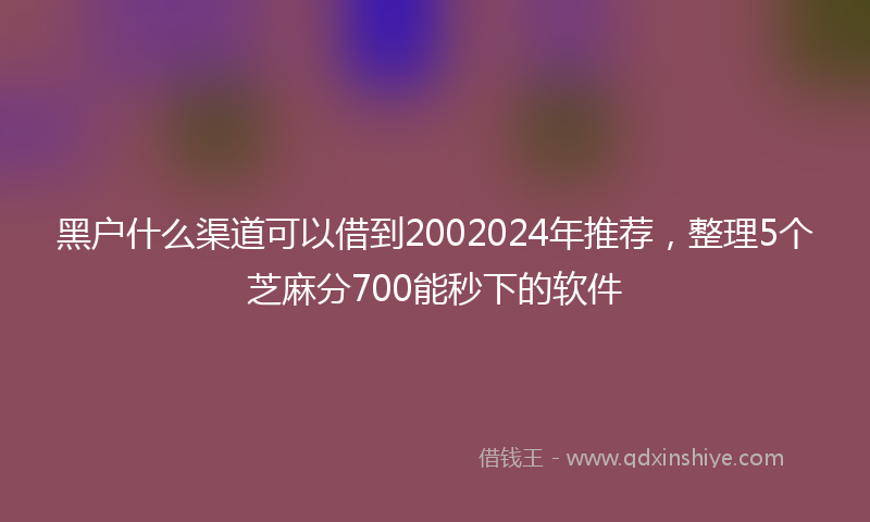 黑户什么渠道可以借到2002024年推荐，整理5个芝麻分700能秒下的软件