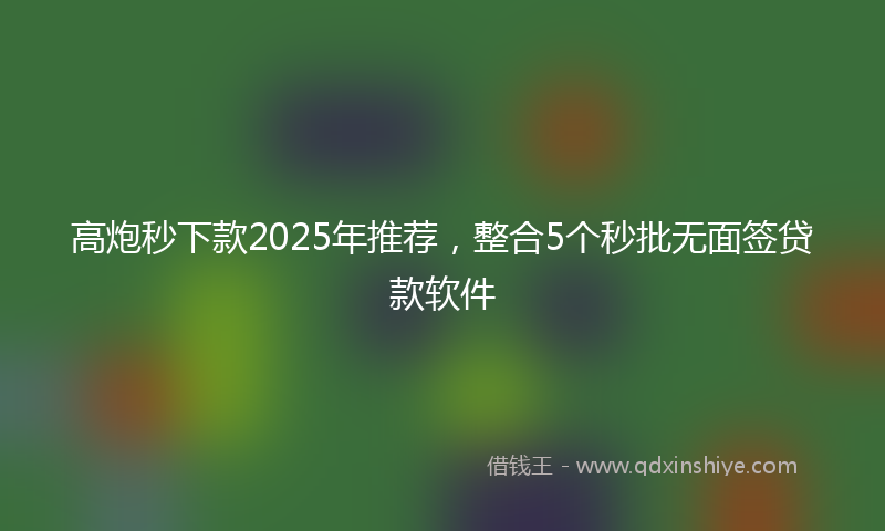高炮秒下款2025年推荐，整合5个秒批无面签贷款软件