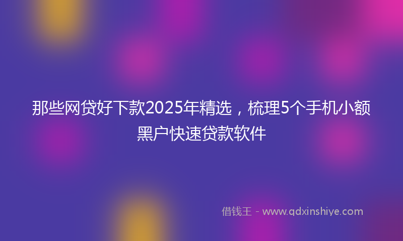 那些网贷好下款2025年精选，梳理5个手机小额黑户快速贷款软件
