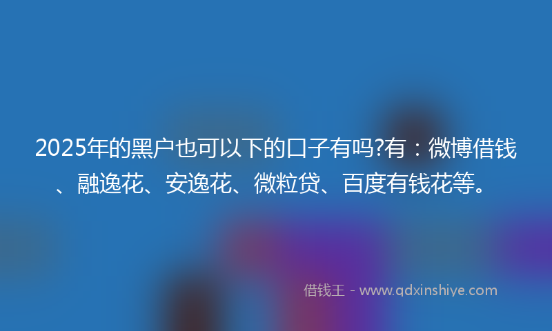 2025年的黑户也可以下的口子有吗?有：微博借钱、融逸花、安逸花、微粒贷、百度有钱花等。